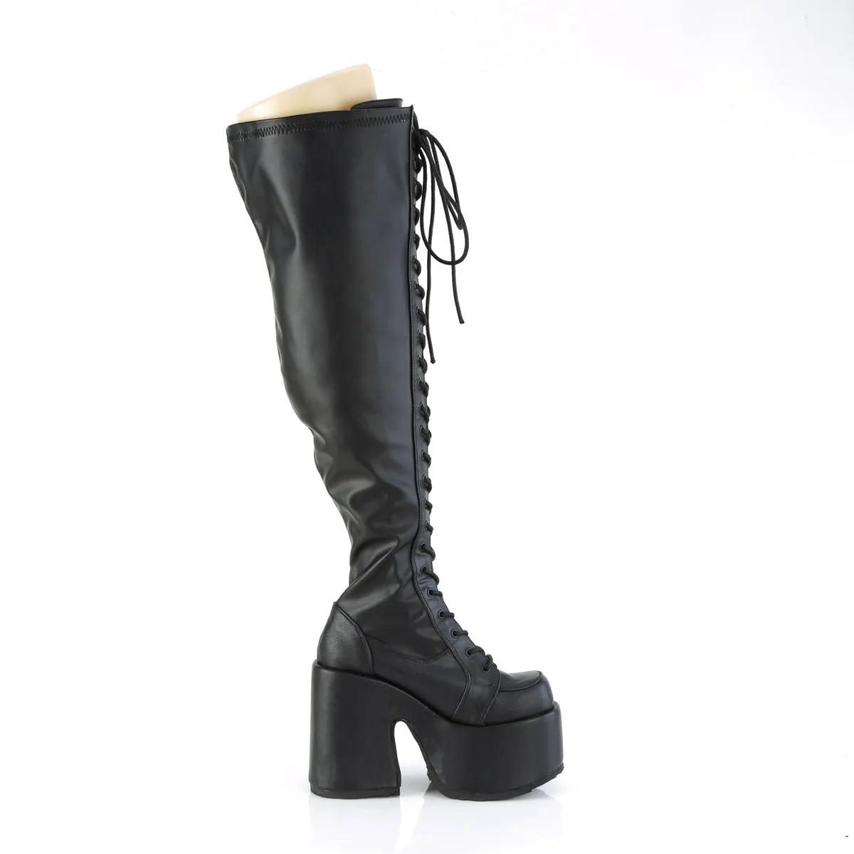 CAMEL-300WC DemoniaCult Black Vegan Leather Sexy Women's Over-the-Knee Boots (Alternative Footwear)