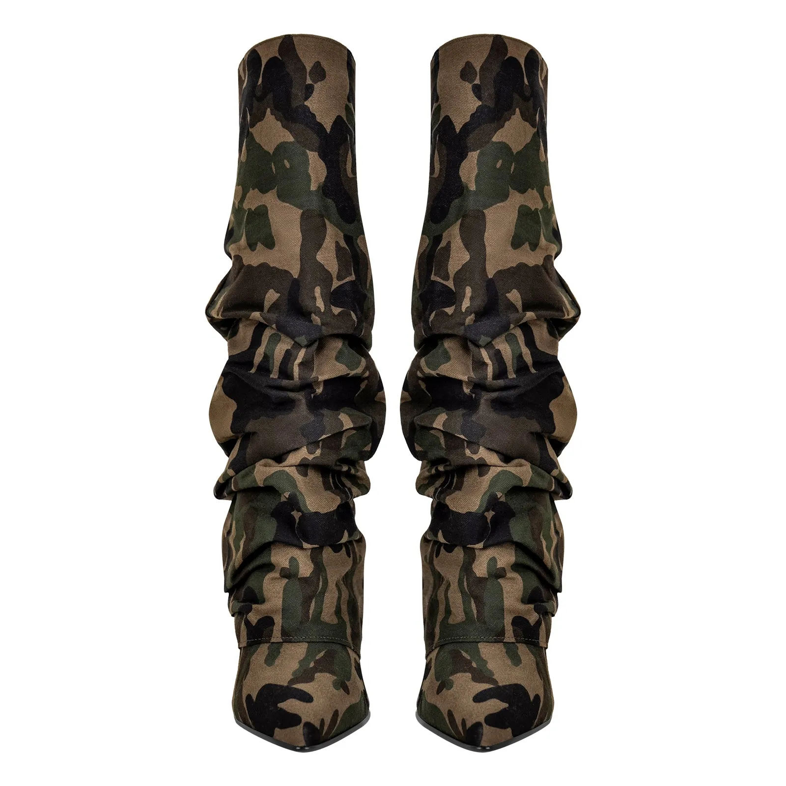 Camouflage Fold Over Wedge Heel Boots