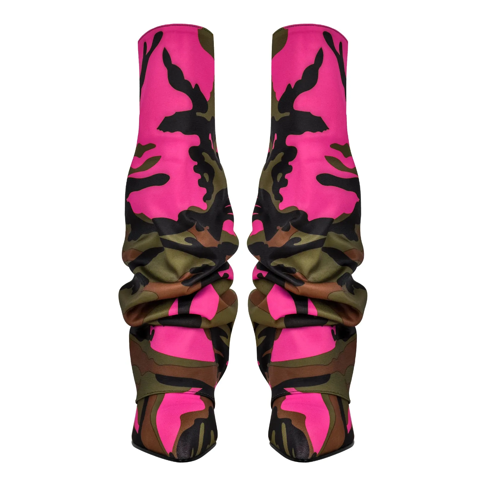 Camouflage Fold Over Wedge Heel Boots