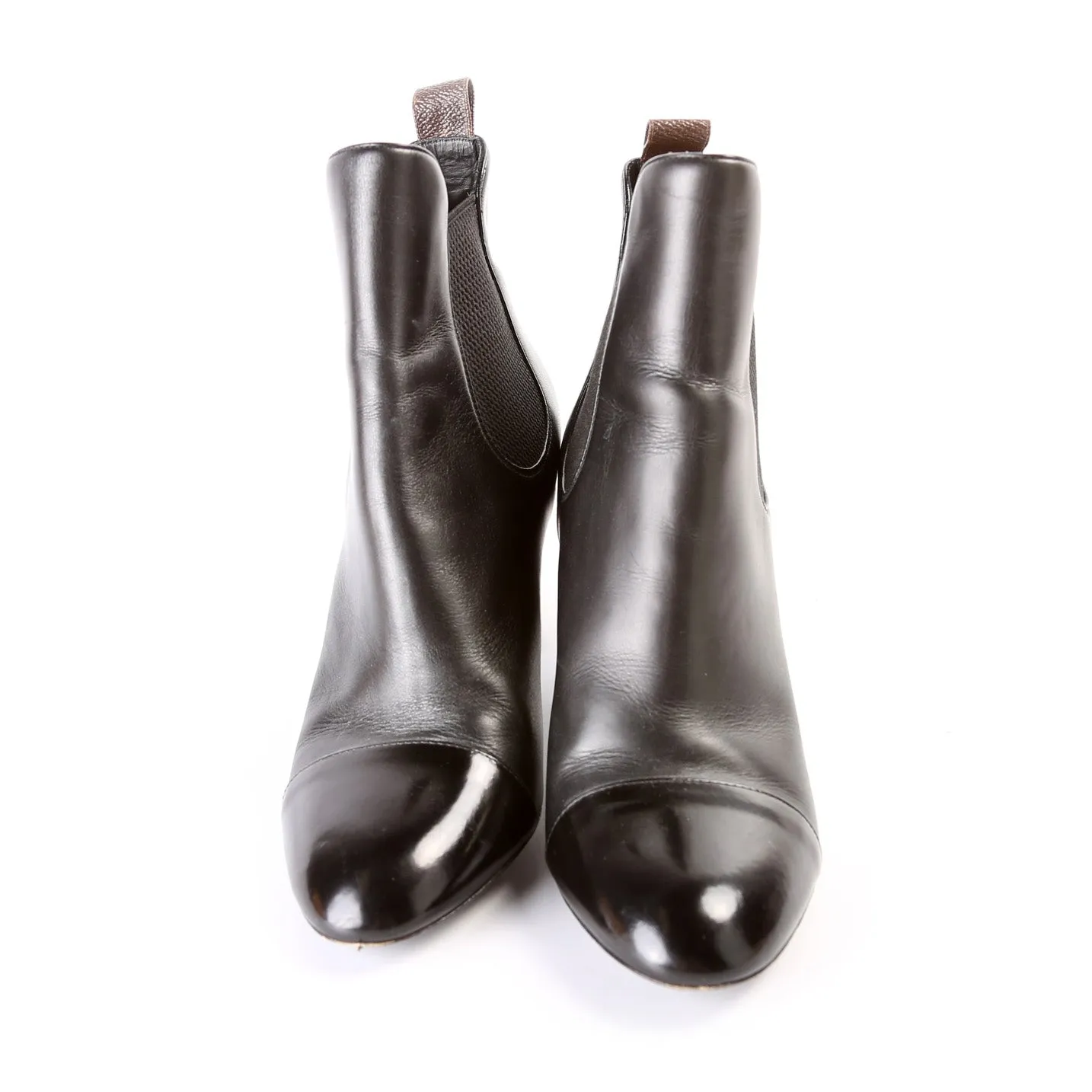 Cap Toe Leather Ankle Booties Size 39
