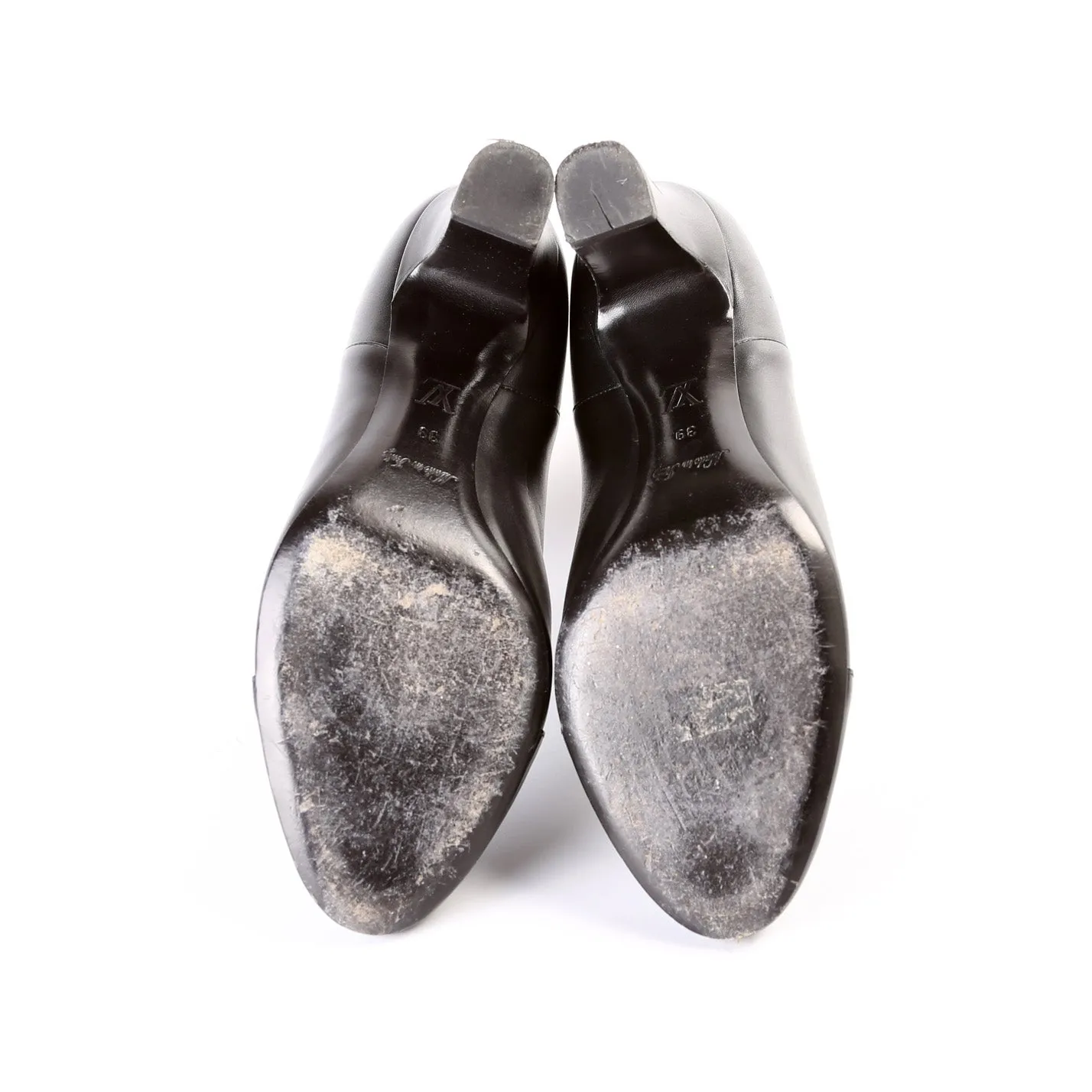 Cap Toe Leather Ankle Booties Size 39