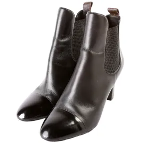 Cap Toe Leather Ankle Booties Size 39