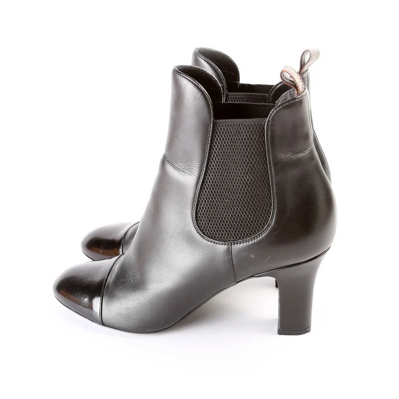 Cap Toe Leather Ankle Booties Size 39
