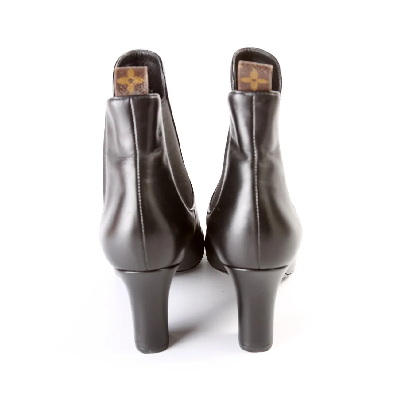 Cap Toe Leather Ankle Booties Size 39