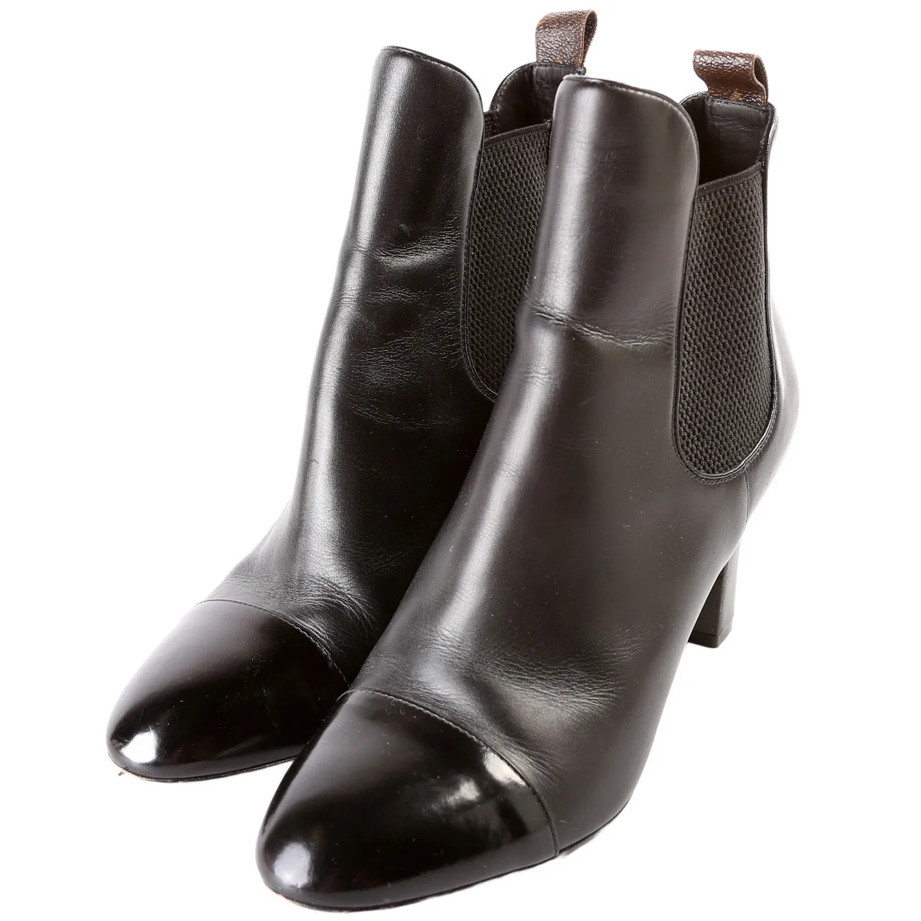 Cap Toe Leather Ankle Booties Size 39