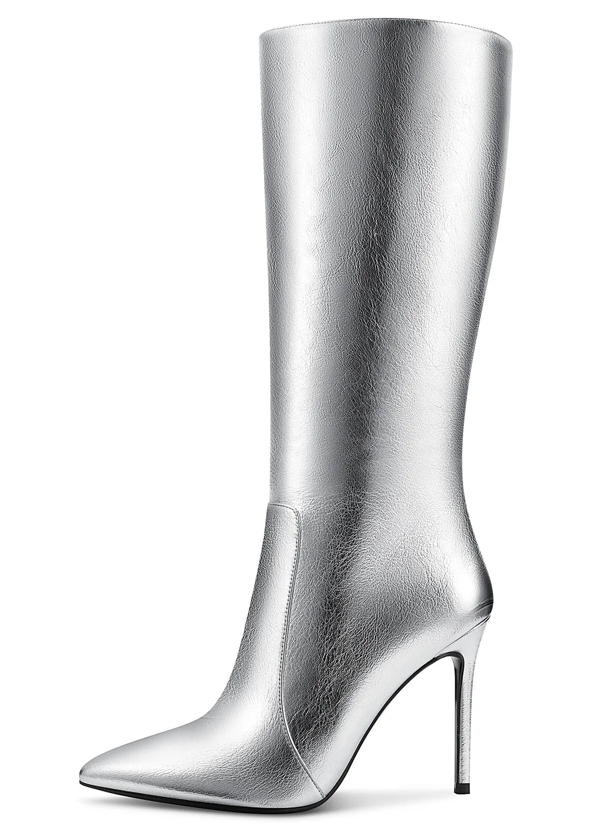 CASTAMERE Womens Knee High Boots High Heels Elegant Pointy Toe Stilettos Boot with Zipper 10CM Heel