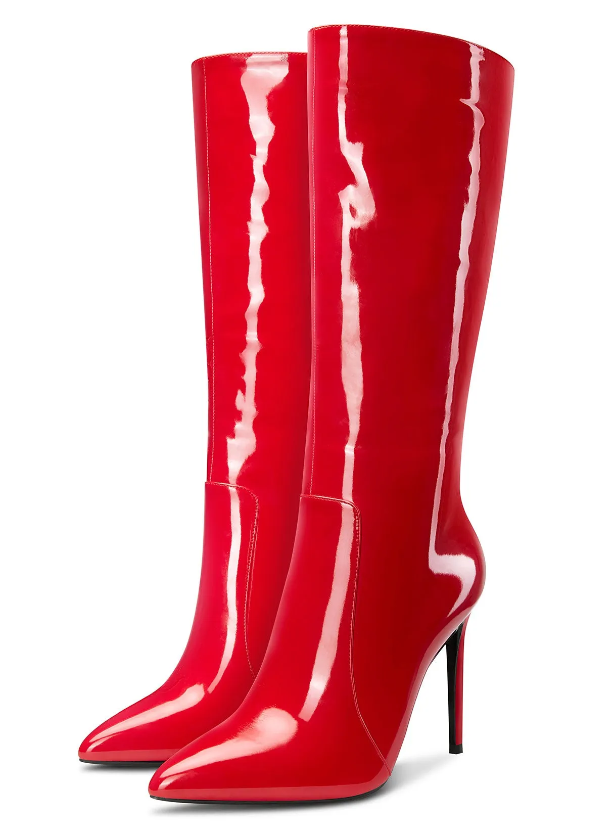 CASTAMERE Womens Knee High Boots High Heels Elegant Pointy Toe Stilettos Boot with Zipper 10CM Heel