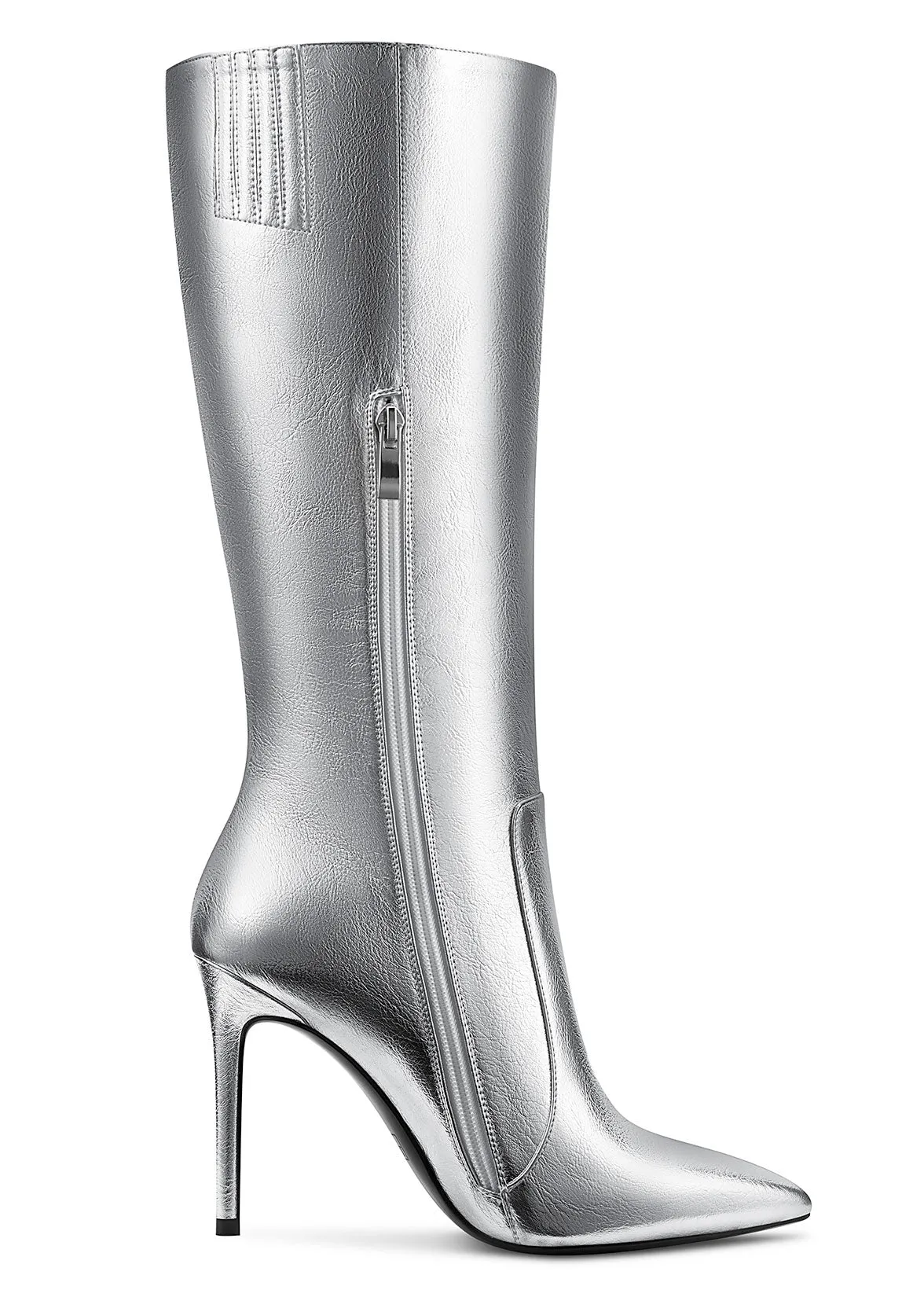CASTAMERE Womens Knee High Boots High Heels Elegant Pointy Toe Stilettos Boot with Zipper 10CM Heel