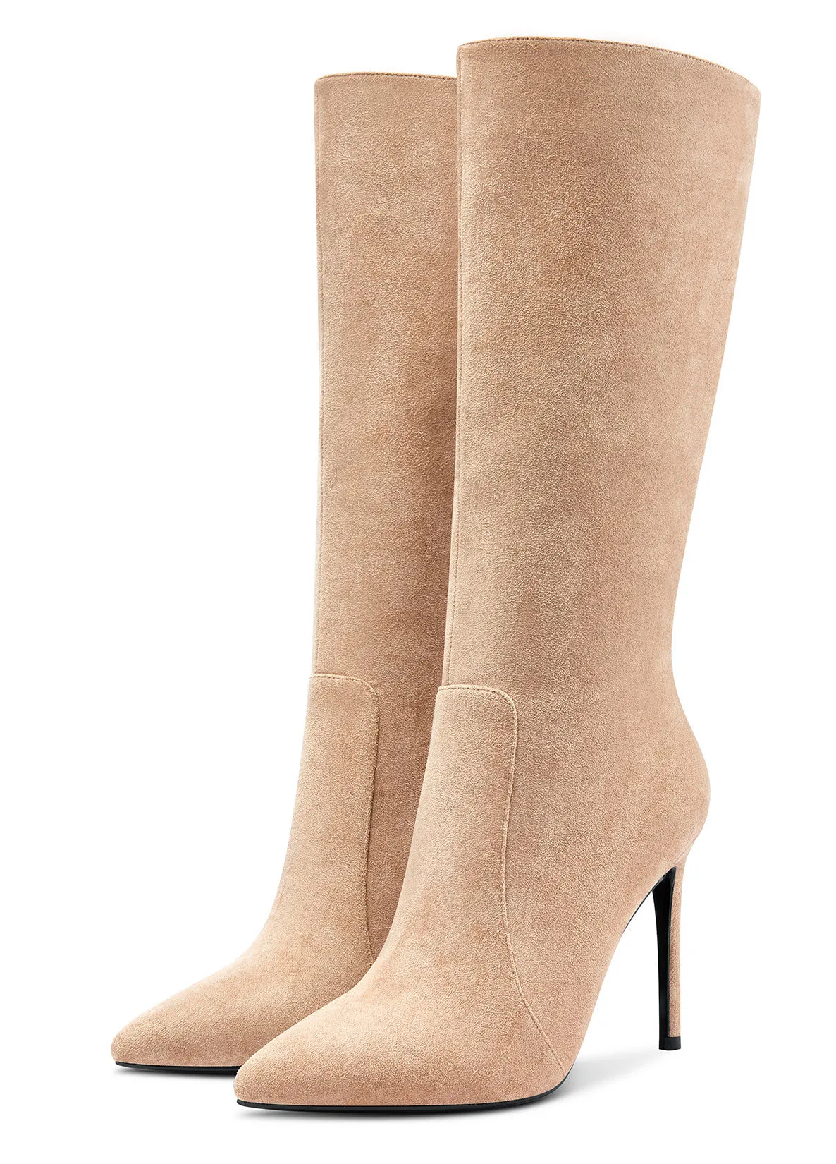 CASTAMERE Womens Knee High Boots High Heels Elegant Pointy Toe Stilettos Boot with Zipper 10CM Heel