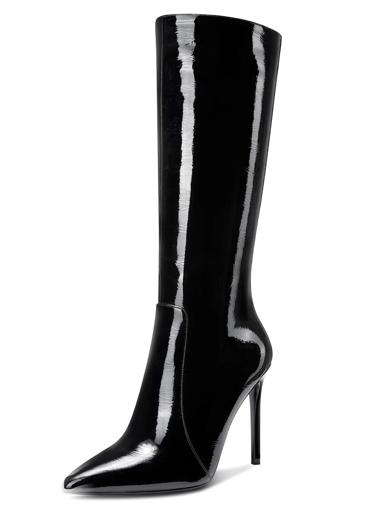 CASTAMERE Womens Knee High Boots High Heels Elegant Pointy Toe Stilettos Boot with Zipper 10CM Heel
