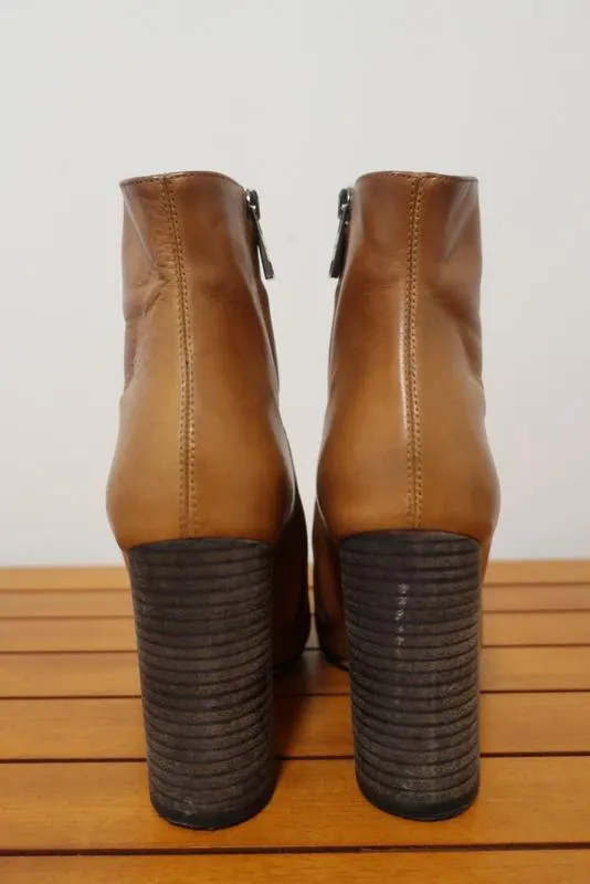 Chloe Ankle Boots Tan Leather Size 36.5 High Heel