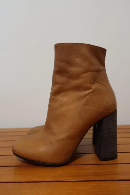 Chloe Ankle Boots Tan Leather Size 36.5 High Heel