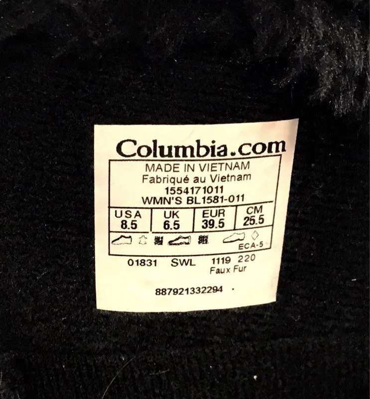 Columbia Women's Ice Maiden II BL1581-011 Black Shearling Boots - Size 8.5