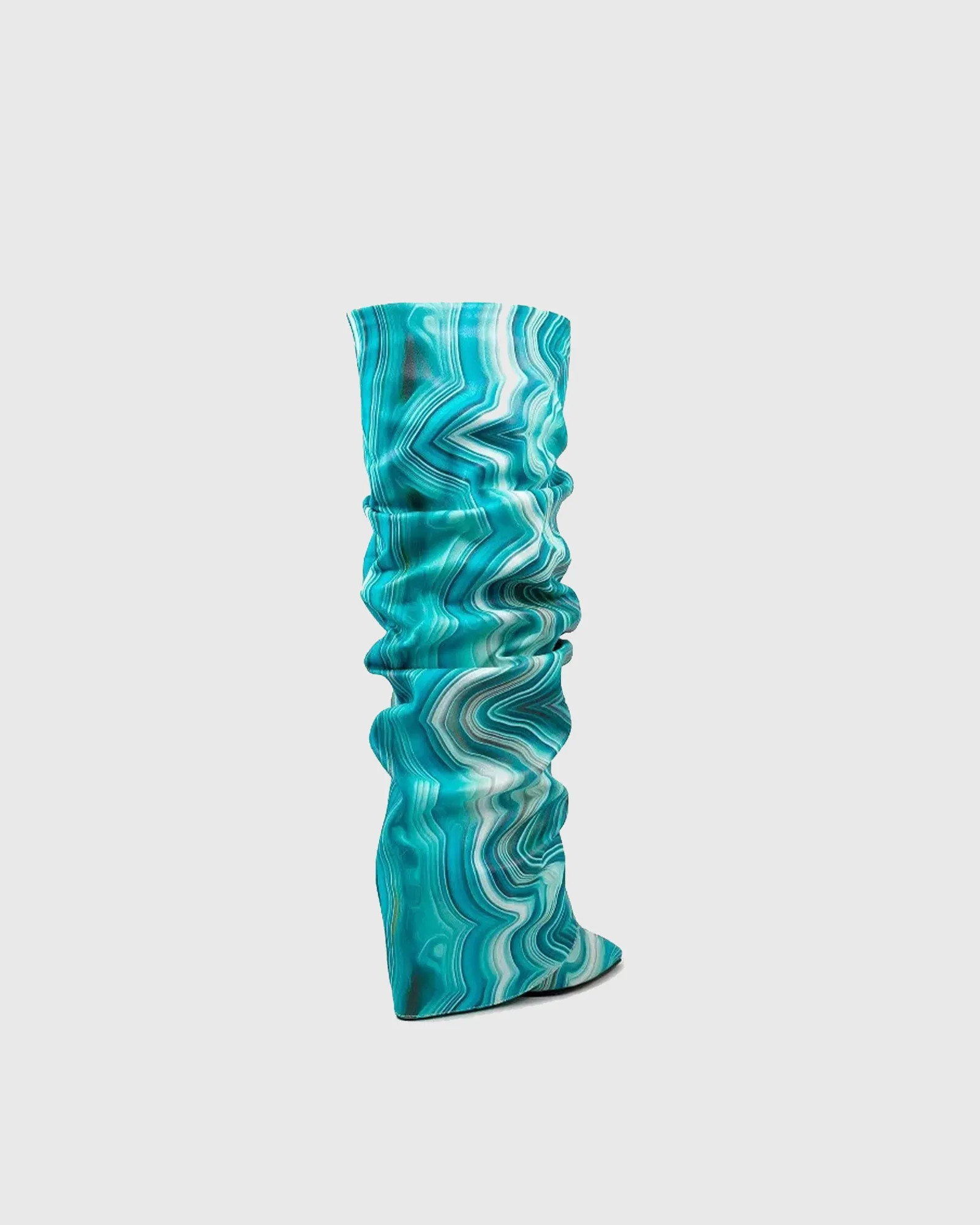 Corinna Stripe Ruched Knee High Boots In Blue