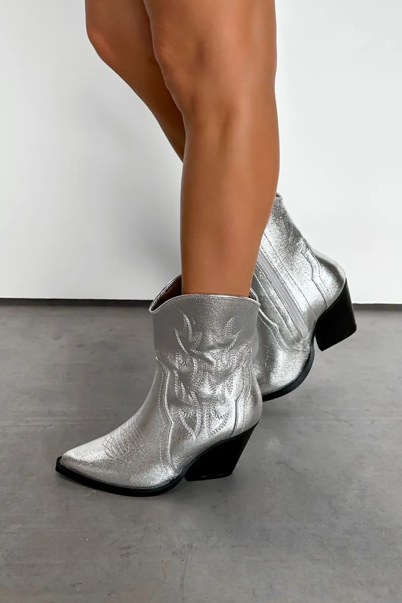 DENVER Western Cowboy Boots - Silver
