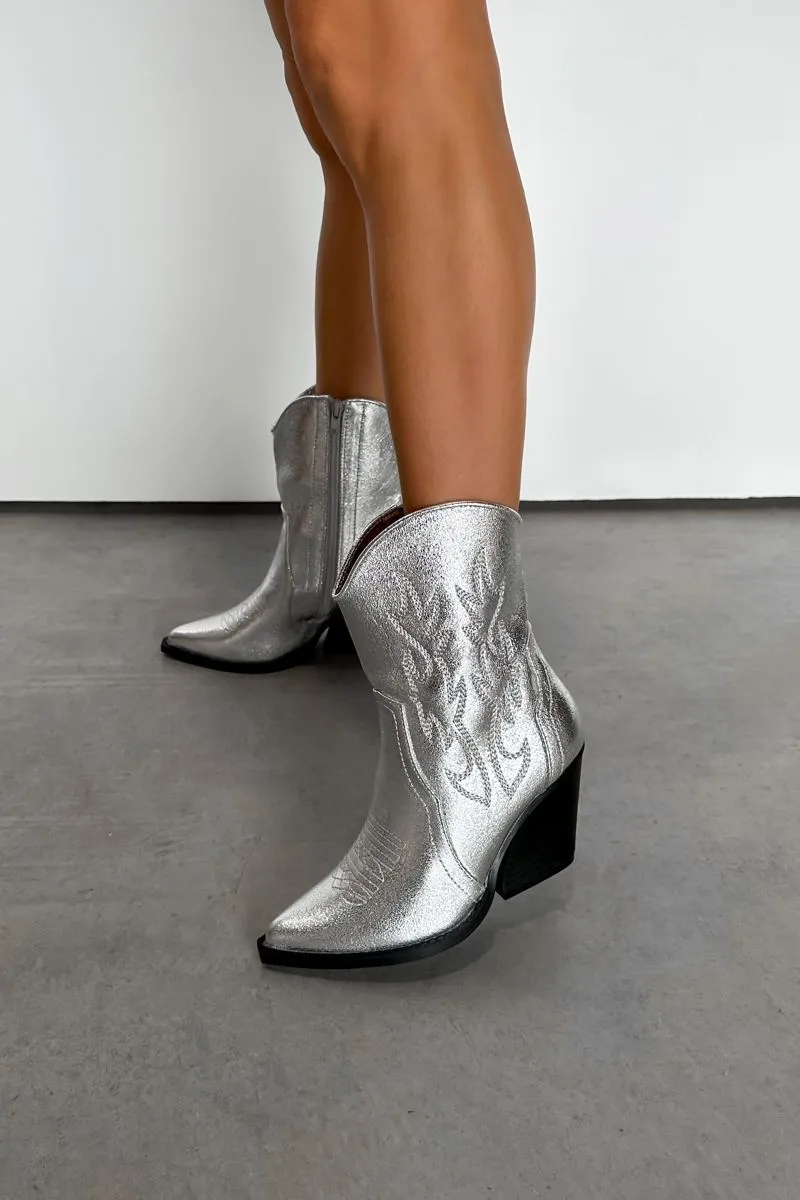 DENVER Western Cowboy Boots - Silver