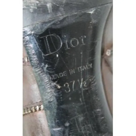 Dior Chocolate Brown Leather Ankle Boots with Chrome Grommet, Ankle Straps, and 3" Heels