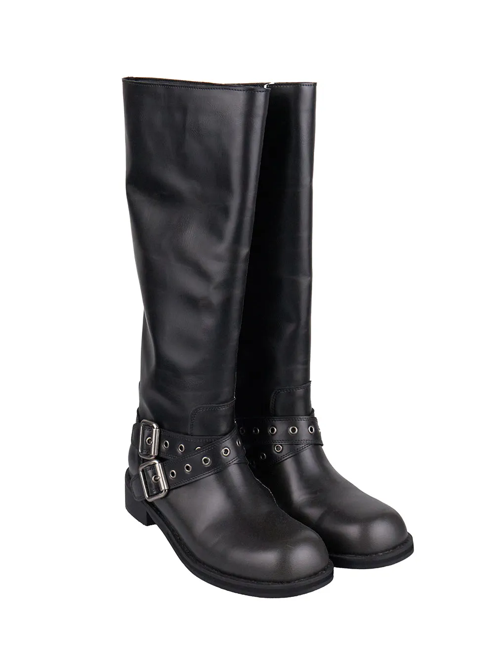 Double Buckle Knee-High Boots CJ531