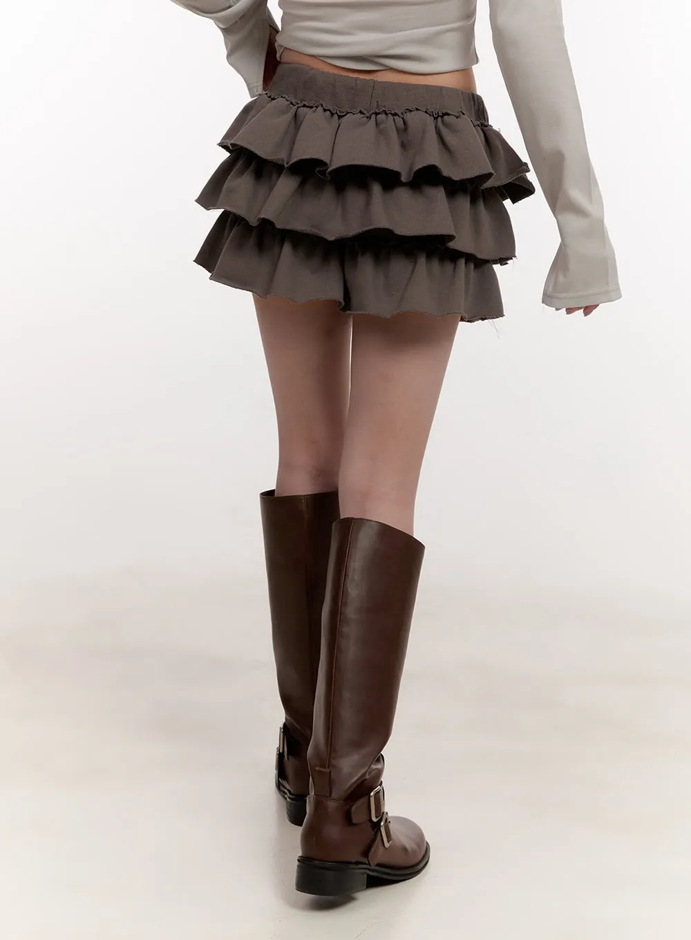 Double Buckle Knee-High Boots CJ531
