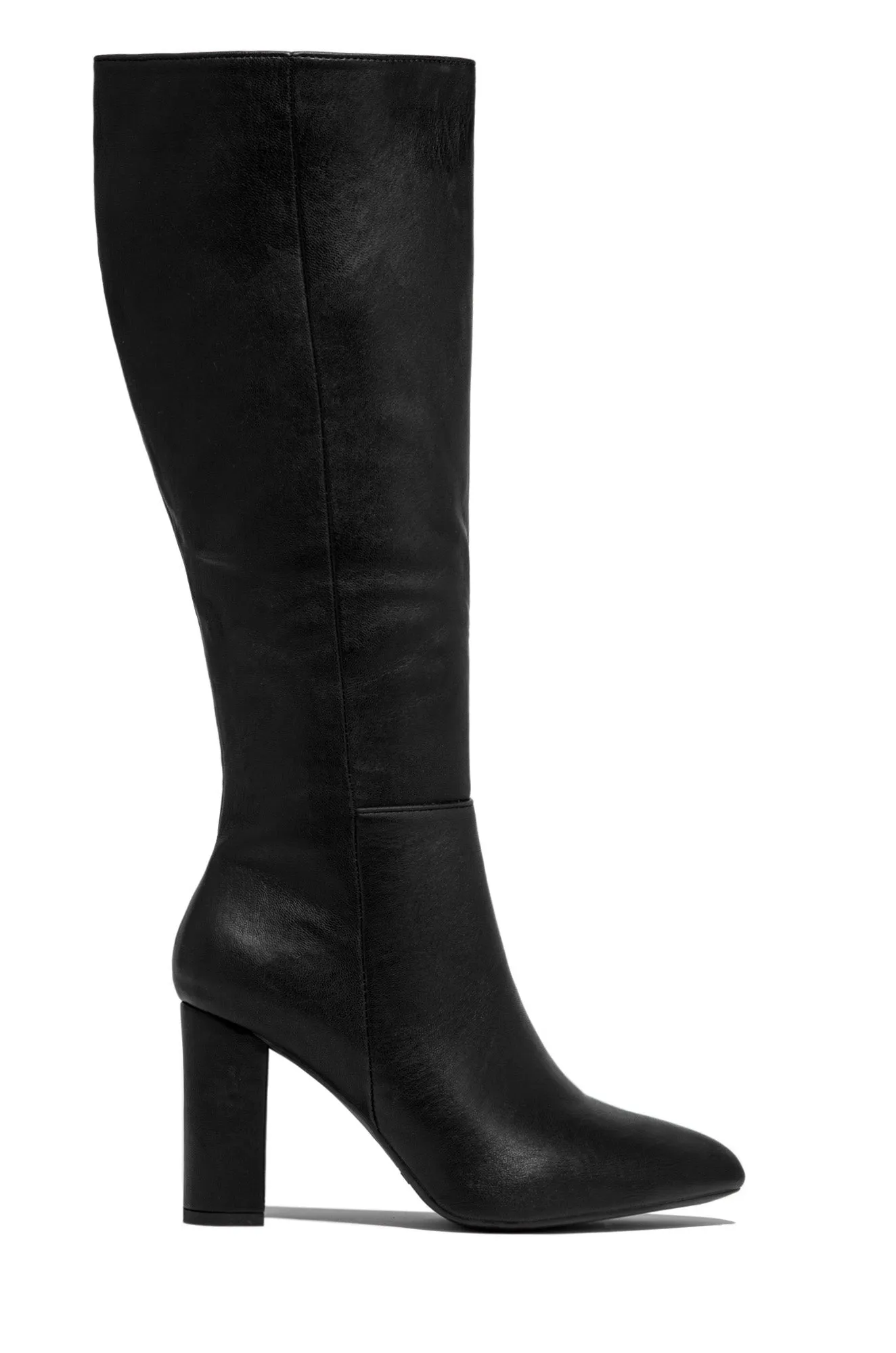 Fine Time Block Heel Knee High Boots - White
