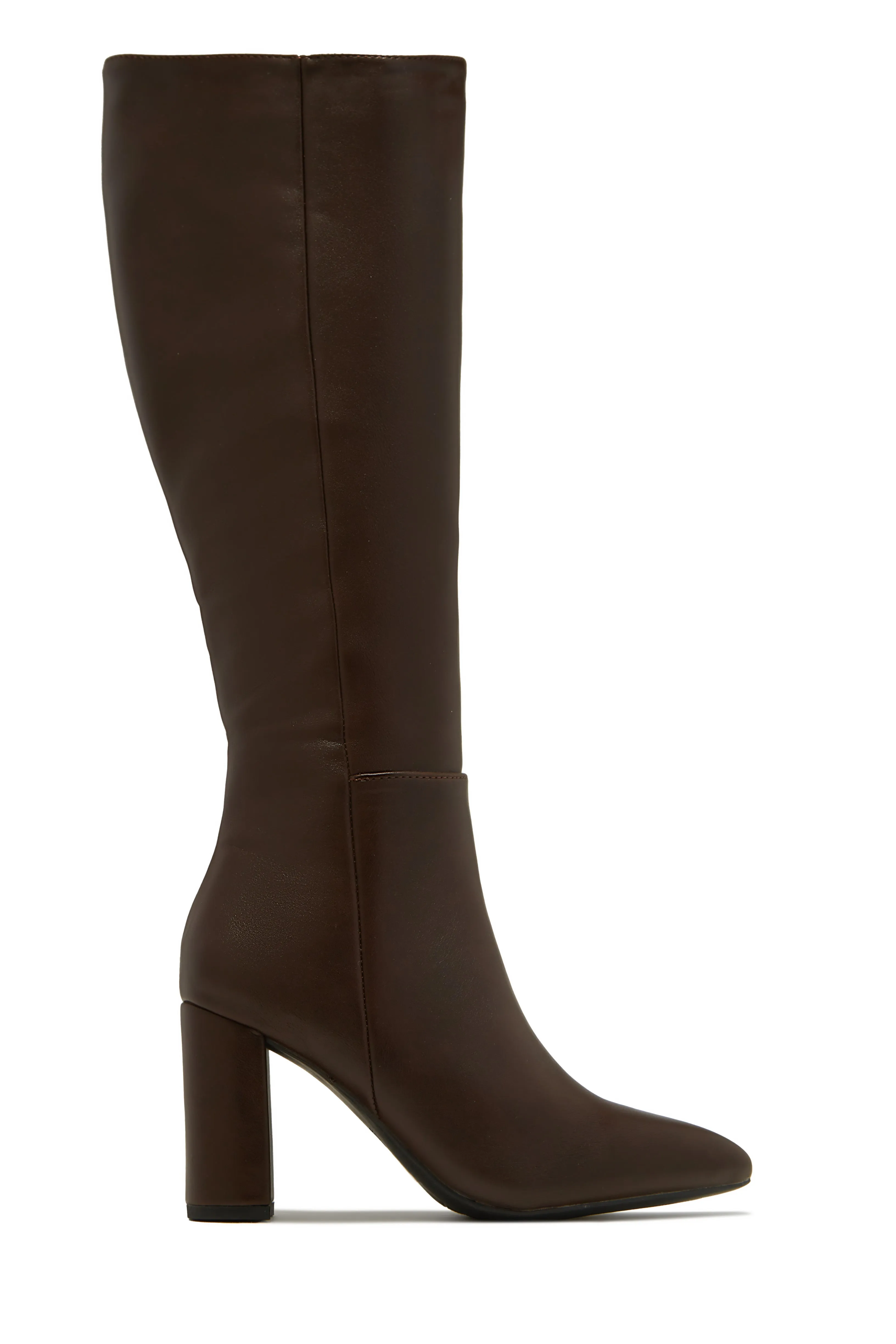 Fine Time Block Heel Knee High Boots - White