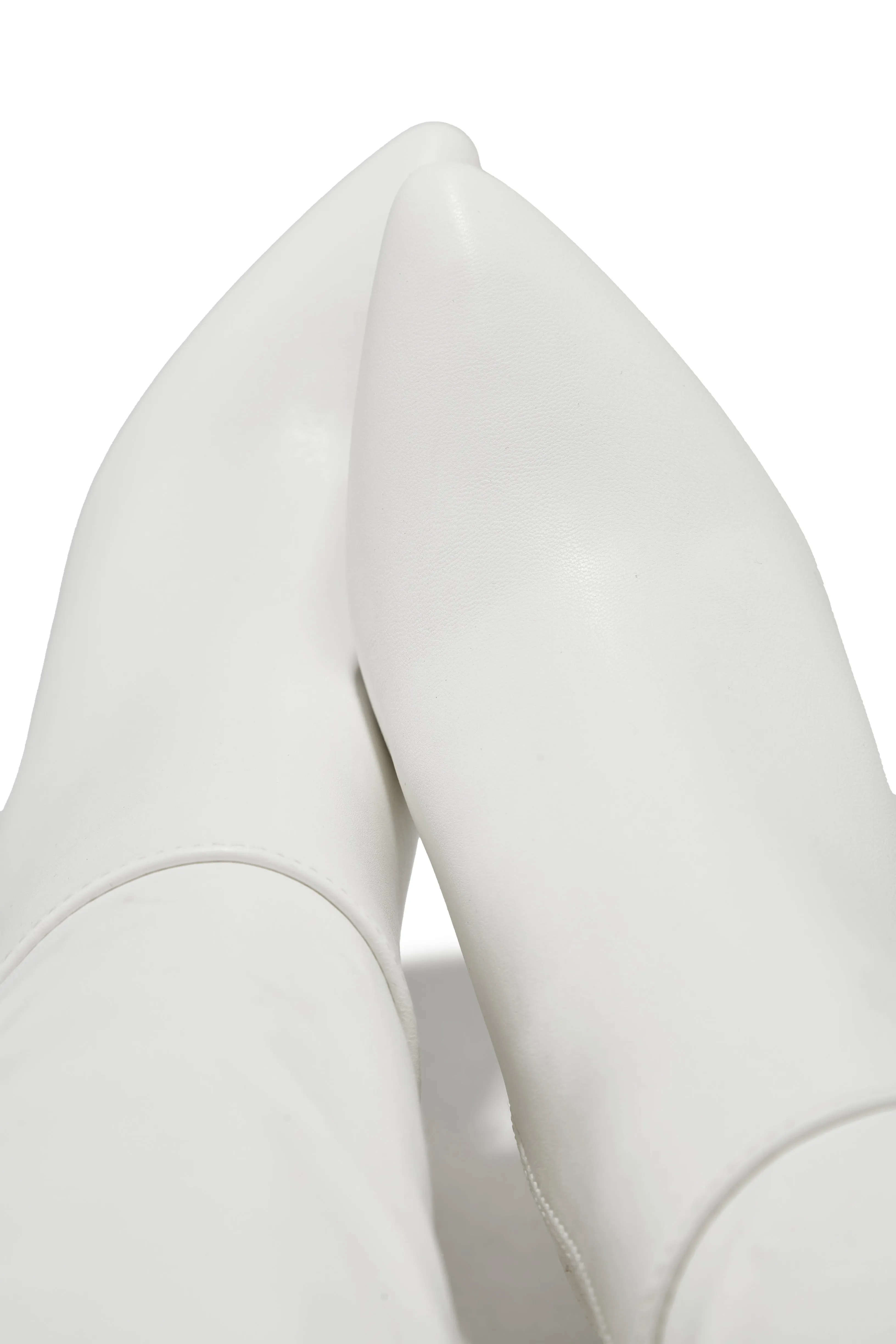 Fine Time Block Heel Knee High Boots - White