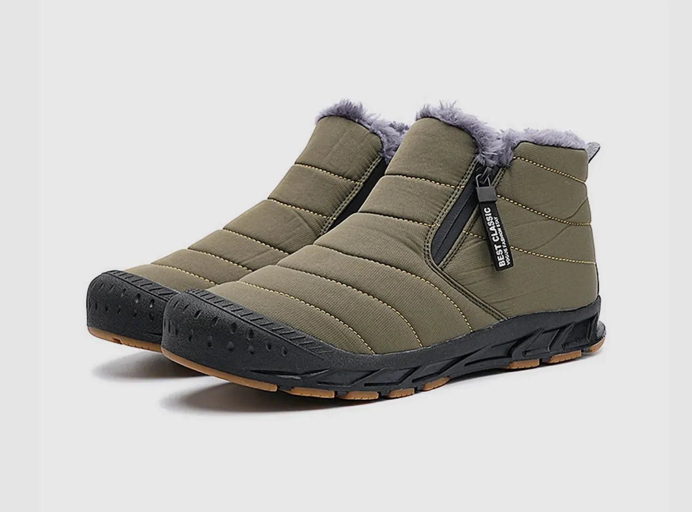 FitVille Men's Retro Round Toe Snow Boots