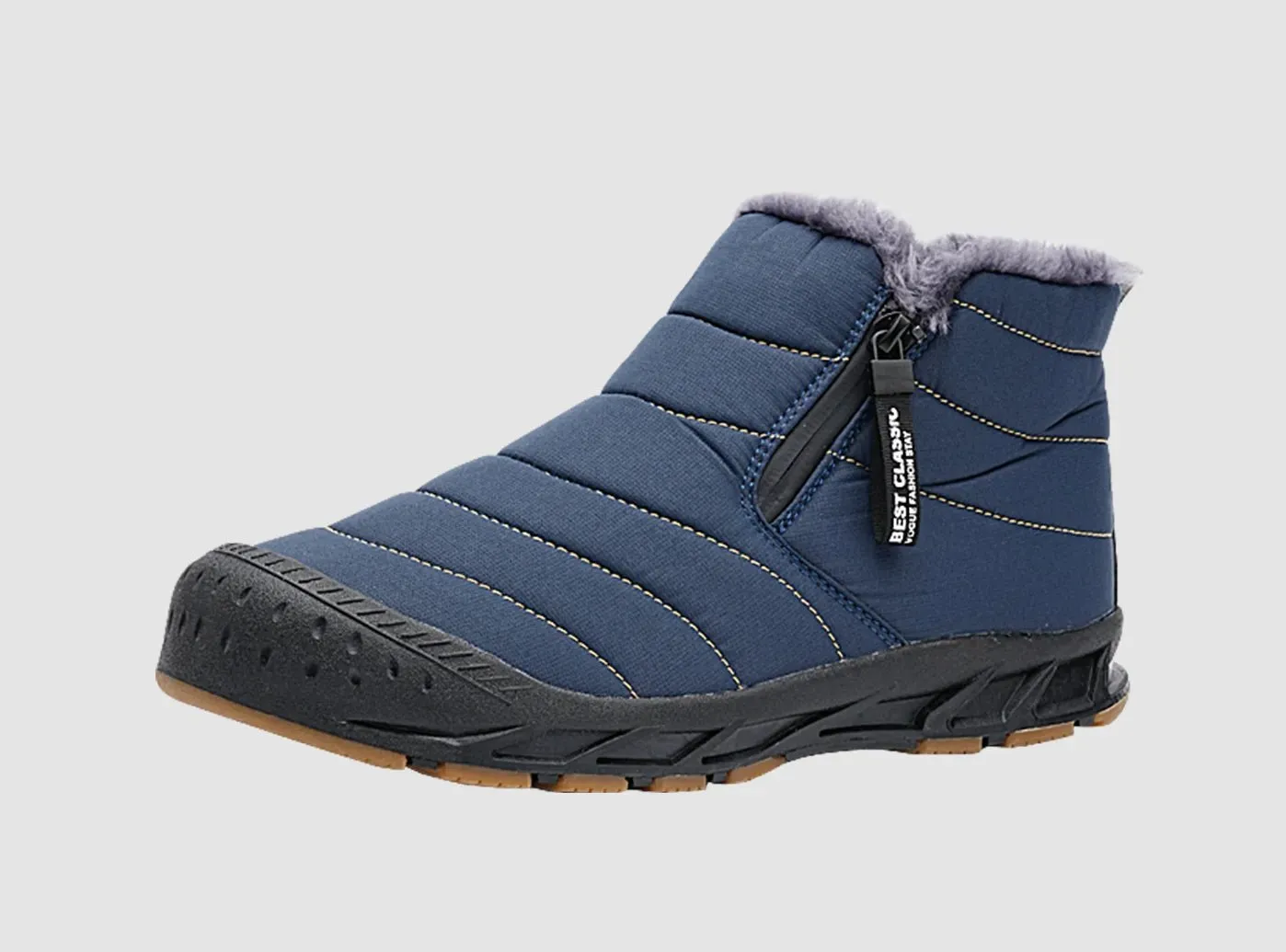 FitVille Men's Retro Round Toe Snow Boots