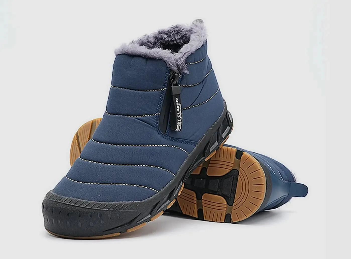 FitVille Men's Retro Round Toe Snow Boots