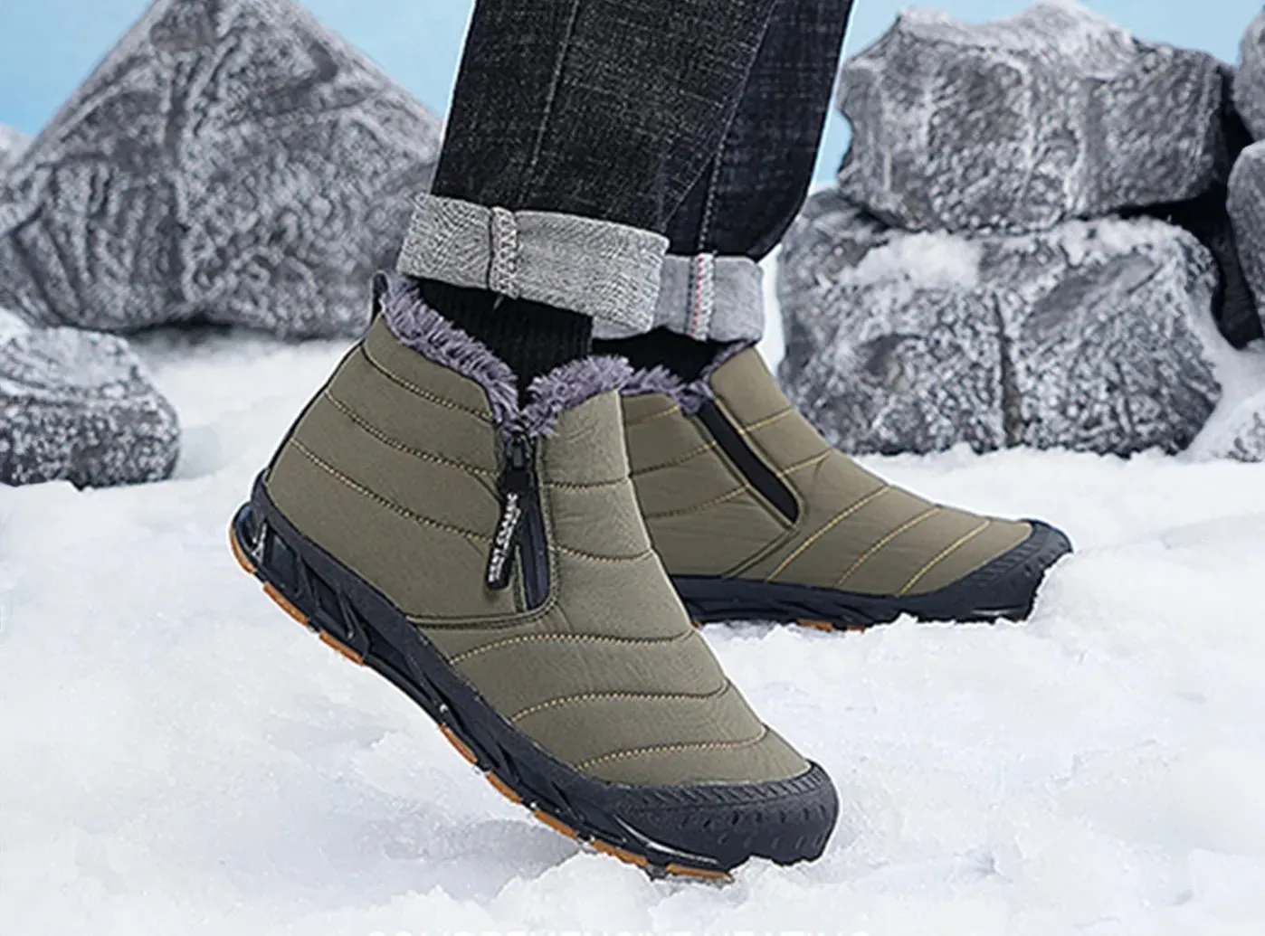 FitVille Men's Retro Round Toe Snow Boots