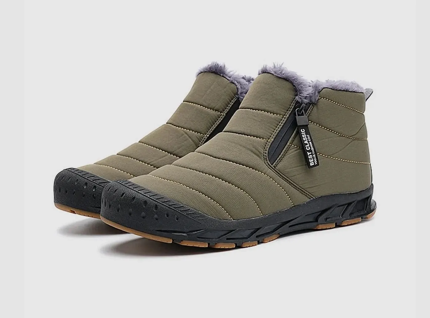 FitVille Men's Retro Round Toe Snow Boots