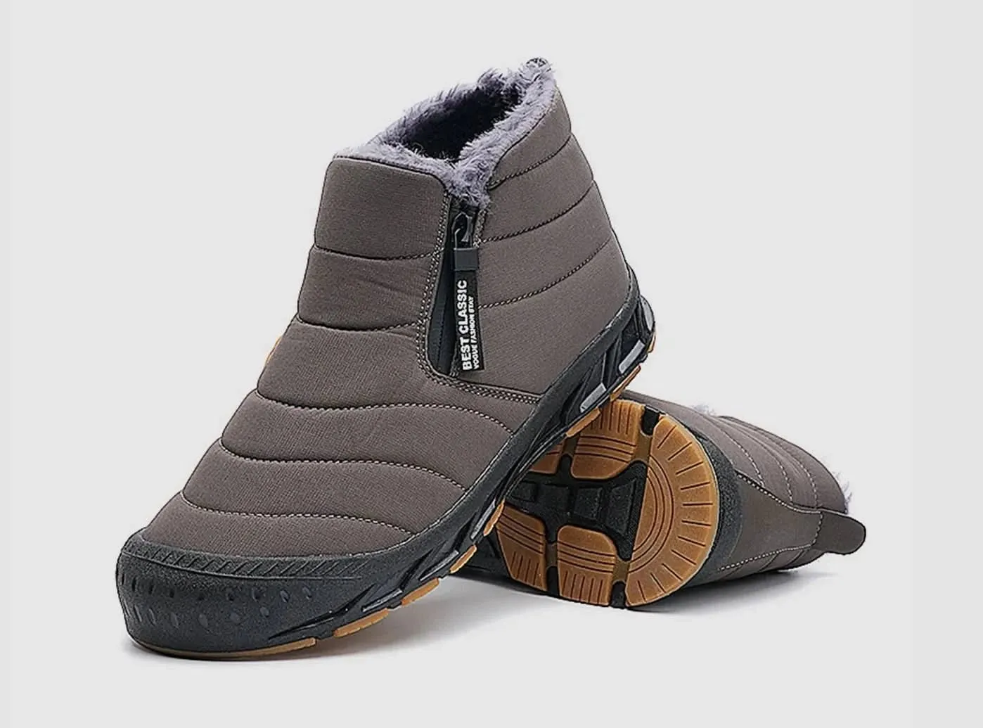 FitVille Men's Retro Round Toe Snow Boots