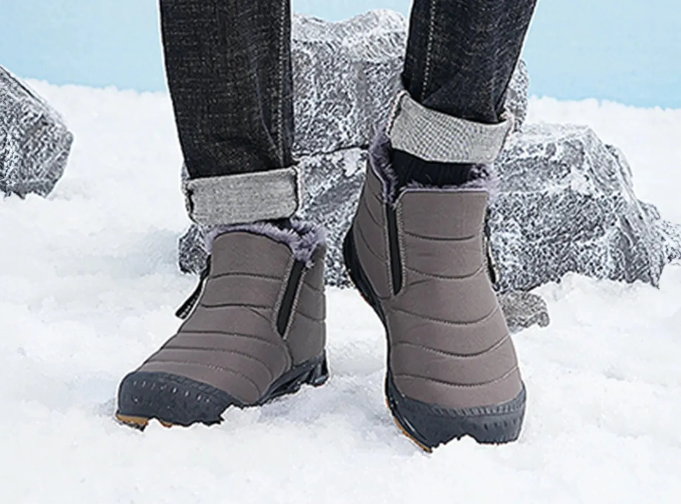 FitVille Men's Retro Round Toe Snow Boots
