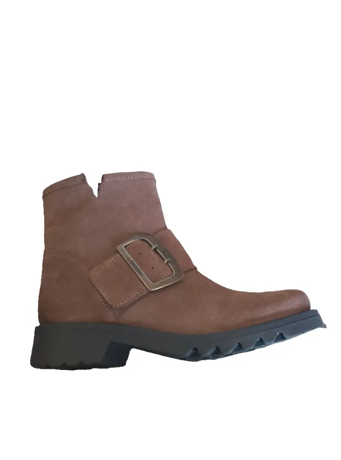 Fly London Rily Ankle Boot in Taupe Suede.