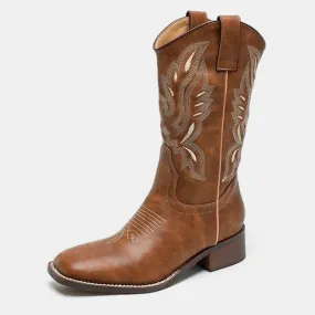 Gardenia Embroidery Cowboy Boots