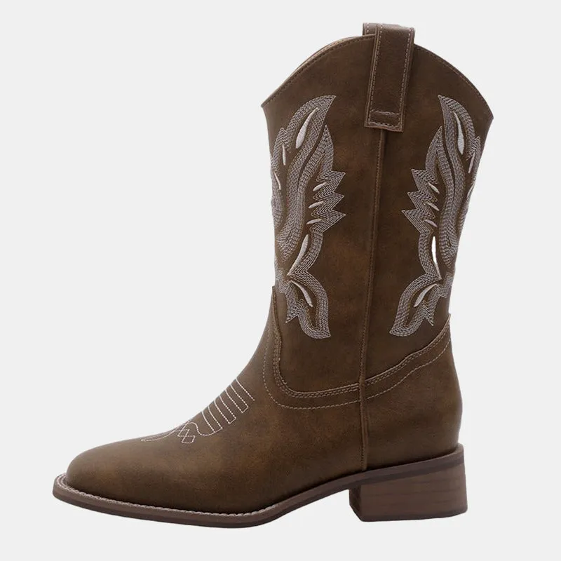 Gardenia Embroidery Cowboy Boots