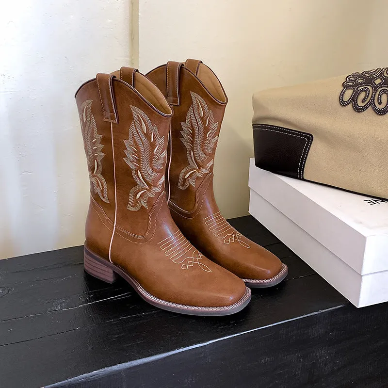 Gardenia Embroidery Cowboy Boots