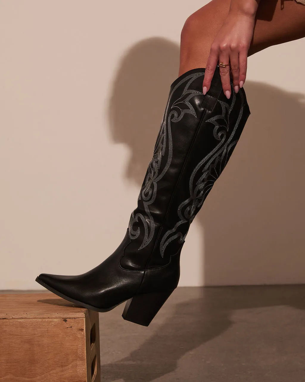 Garner Embroidered Western Knee High Boots