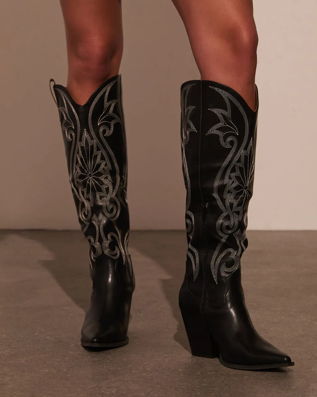 Garner Embroidered Western Knee High Boots