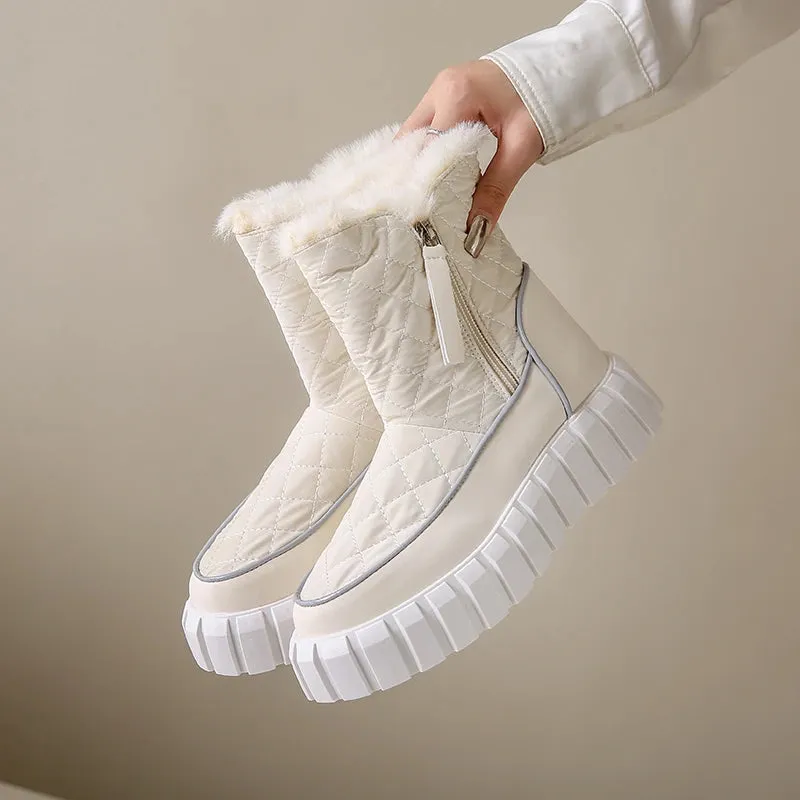 Geneva Quilted Plush Lined Platform Winter Boots
