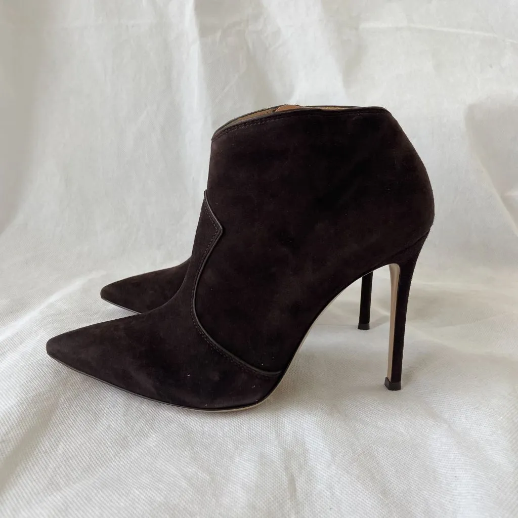 Gianvito Rossi Brown Suede Bootie, 37.5