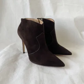Gianvito Rossi Brown Suede Bootie, 37.5