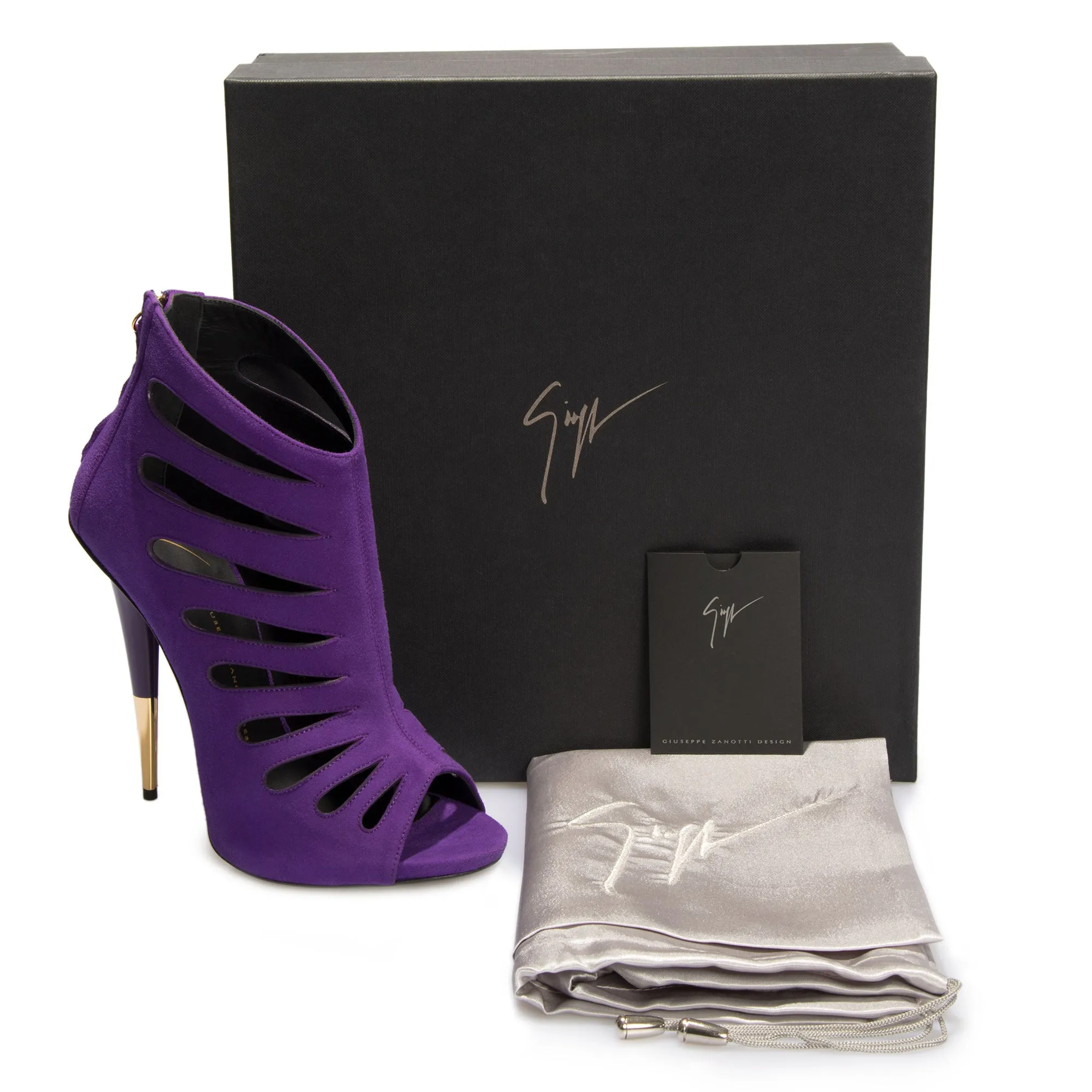 Giuseppe Zanotti Alien Violet Cutout Suede 127mm Ankle Boots
