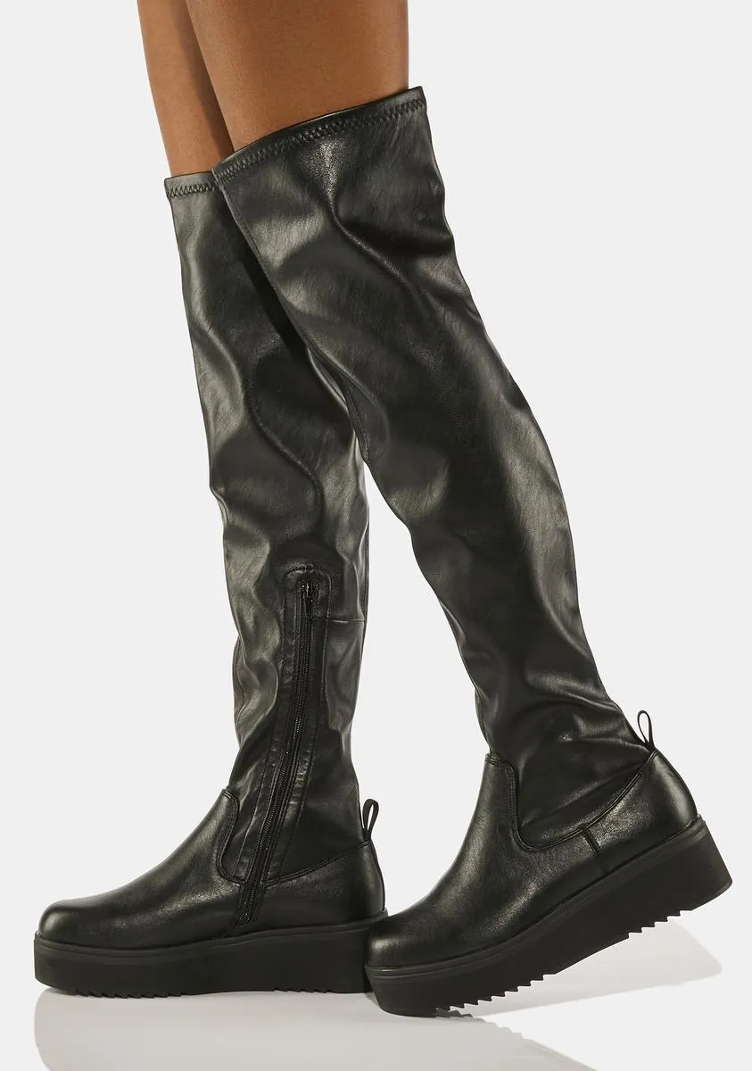 Gravity Platform Knee High Boots