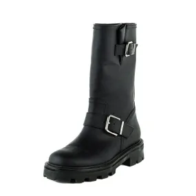 Jimmy Choo Black Matte Rubberised Leather Biker II Boots Size US 6 | EU 36