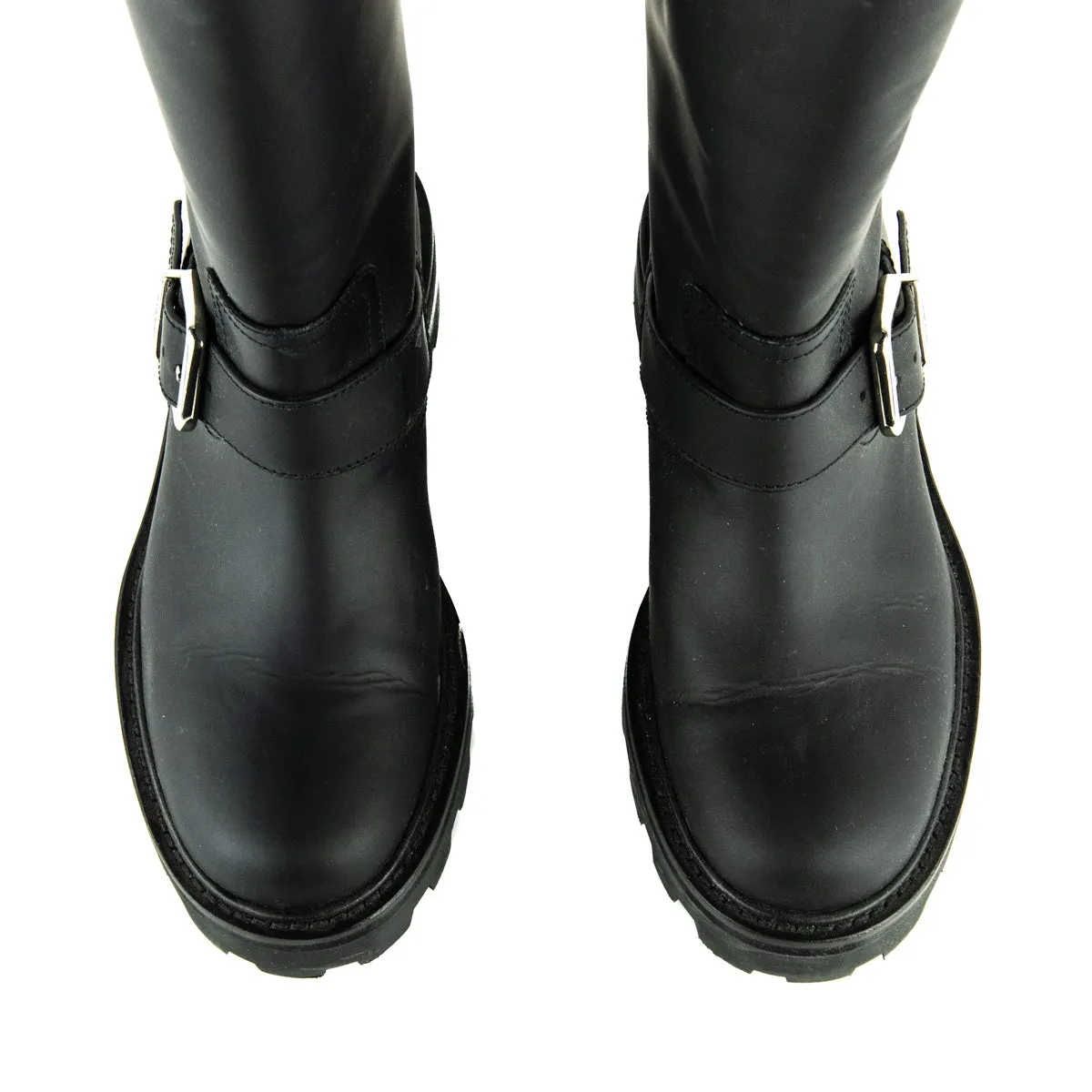 Jimmy Choo Black Matte Rubberised Leather Biker II Boots Size US 6 | EU 36