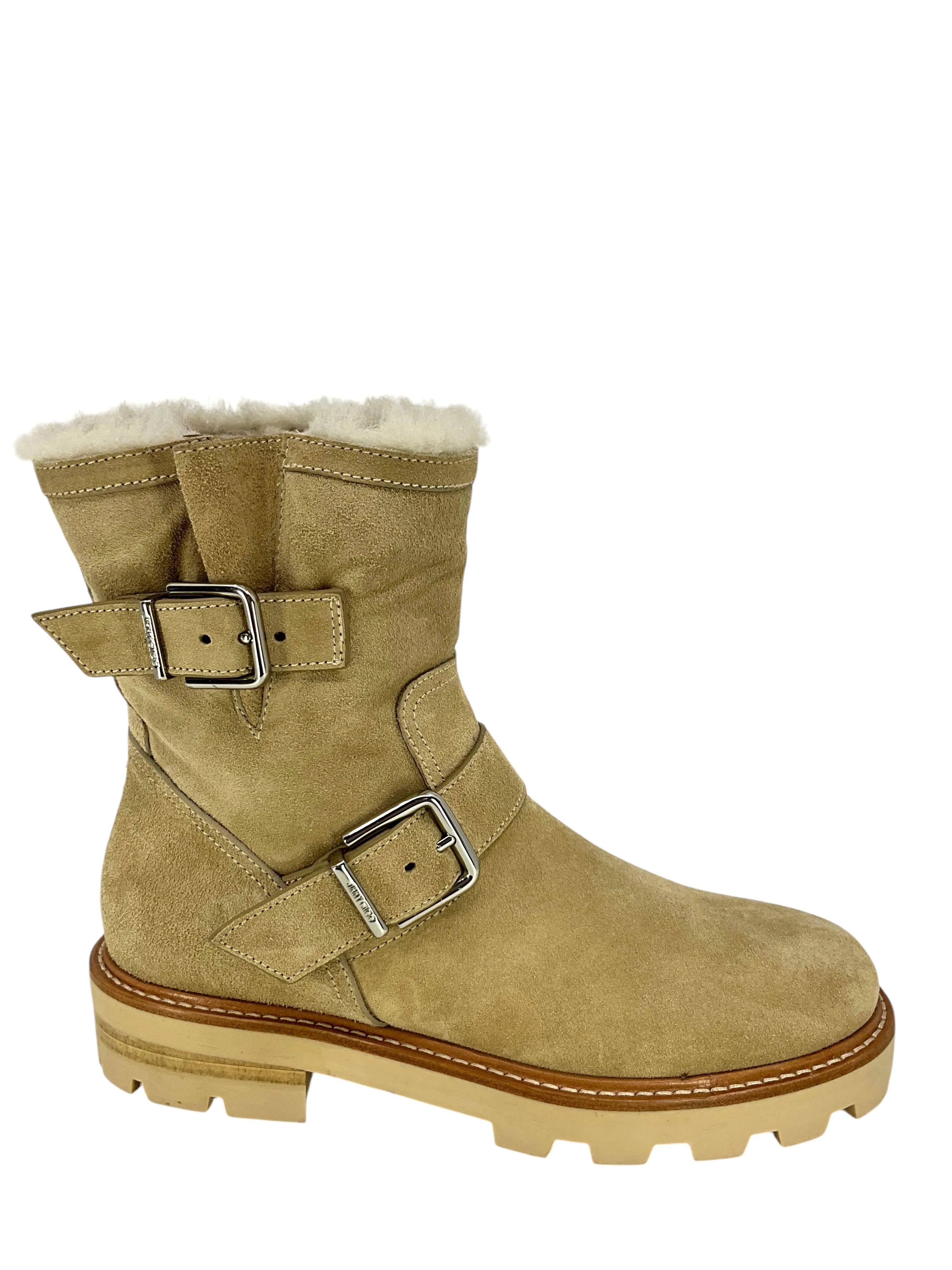 JIMMY CHOO Youth II Buckled Suede Ankle Boots Size 8
