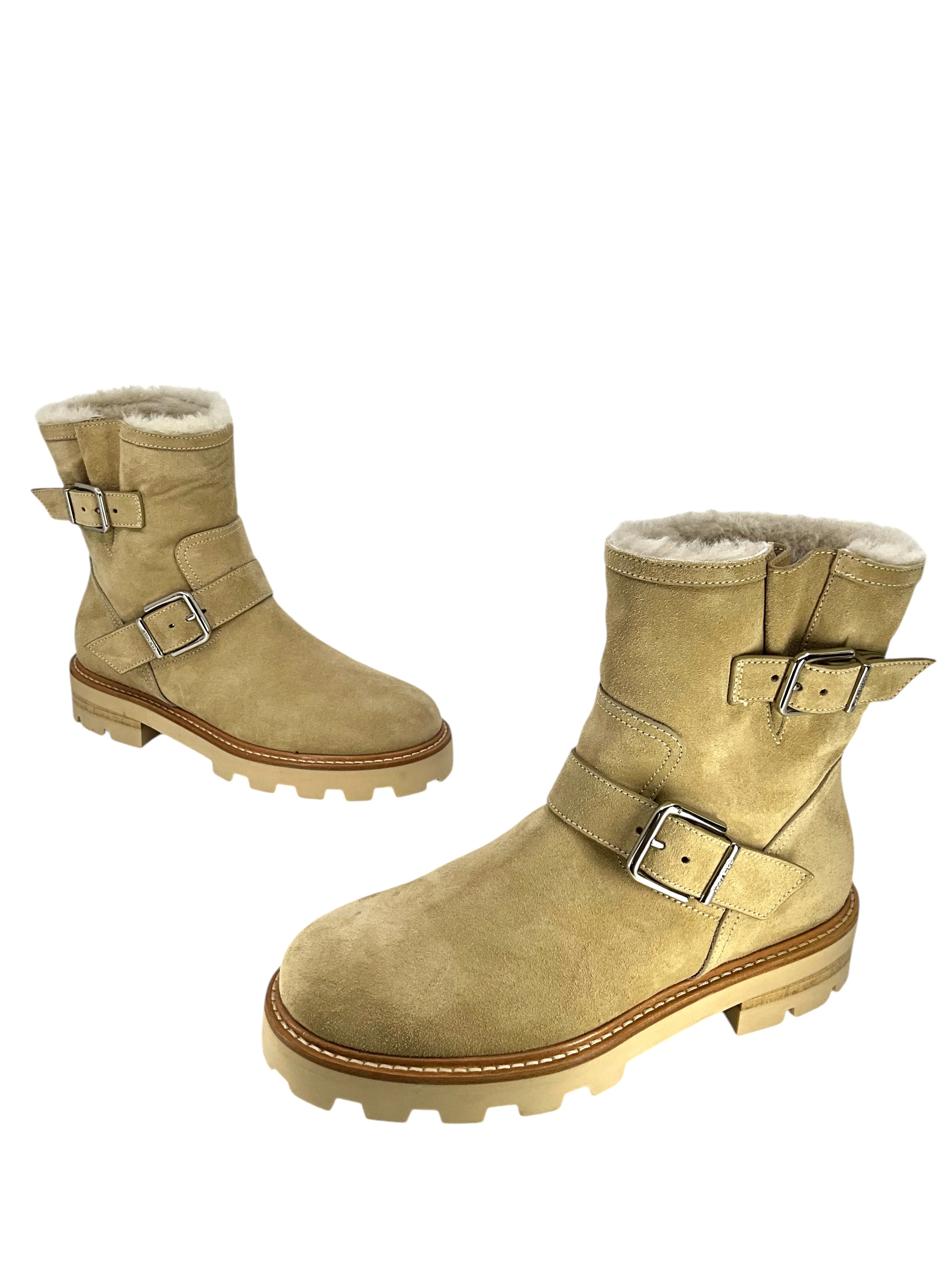 JIMMY CHOO Youth II Buckled Suede Ankle Boots Size 8