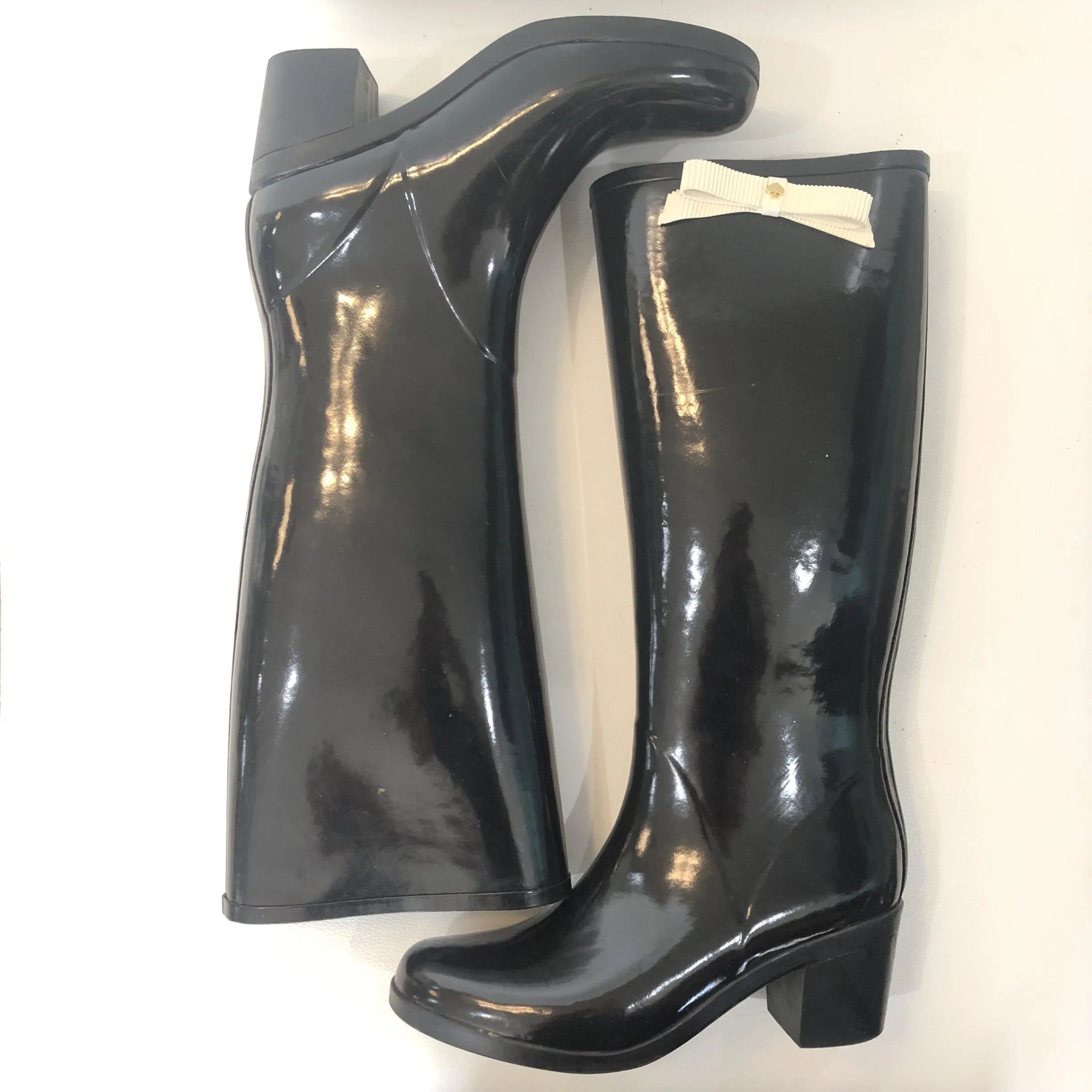 KATE SPADE New York Black Rubber Romi Rain Boots Size 8