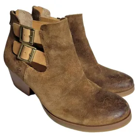 Korks Ankle Boots Kork-Ease Leather Gabriela Booties Brown Tan Distressed Size 7